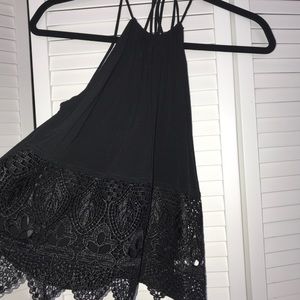 Black crochet halter top
